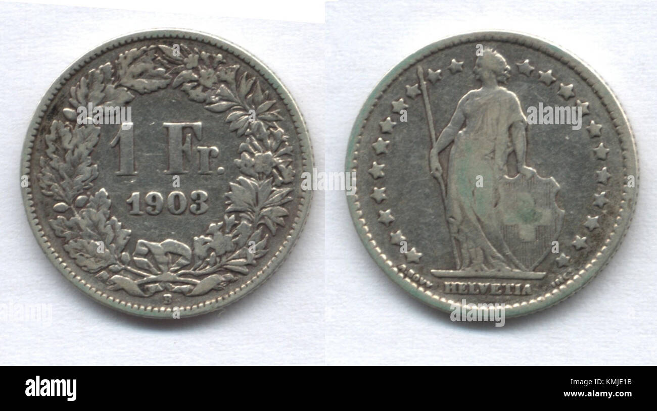 Note Chf Old Note A historical banknote from 1903 featuring the 1 CHF denomination of ...