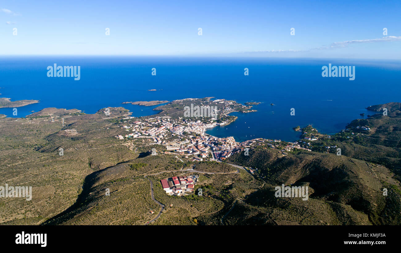 Aerial photo of Cadaques village, Costa Brava, Spain Stock Photo