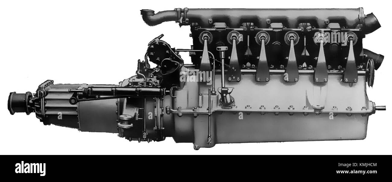 Lanchester six 38hp engine side view Stock Photo - Alamy