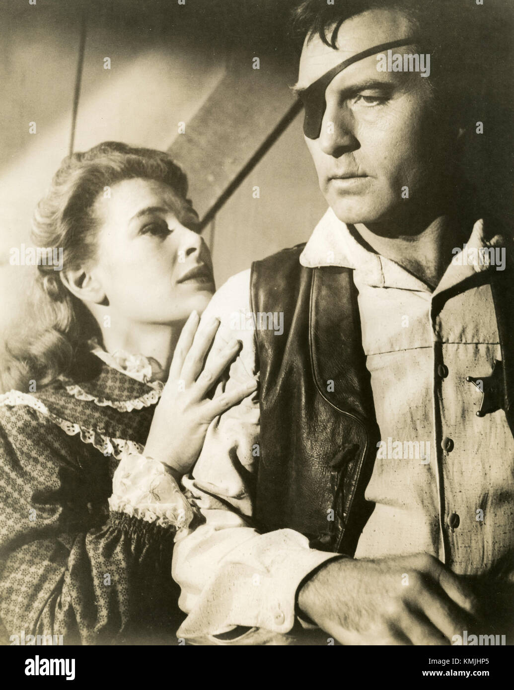 George Montgomery and Diane Brewster in the movie Black Patch, 1957 Stock Photo