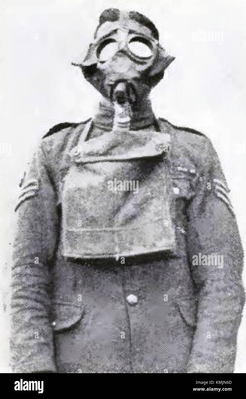 British soldier in a Small Box respirator Stock Photo