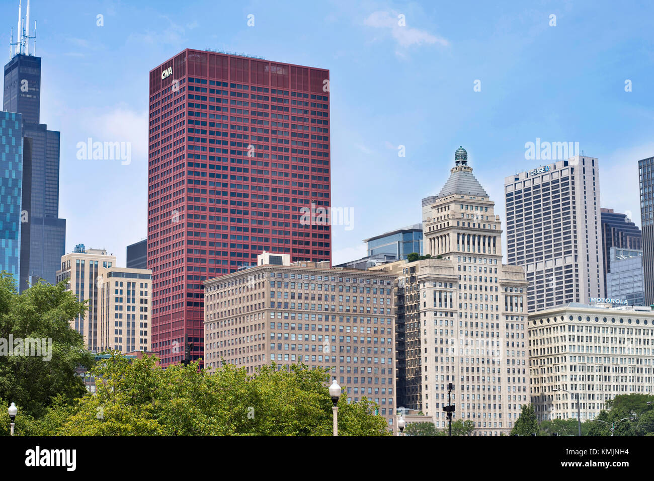 Skyline from Millennium Park in Downtown Chicago, Illinois Stock Photo ...