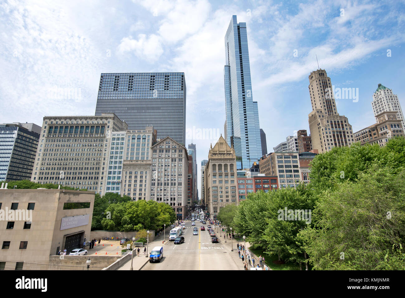 Skyline from Millennium Park in Downtown Chicago, Illinois Stock Photo ...