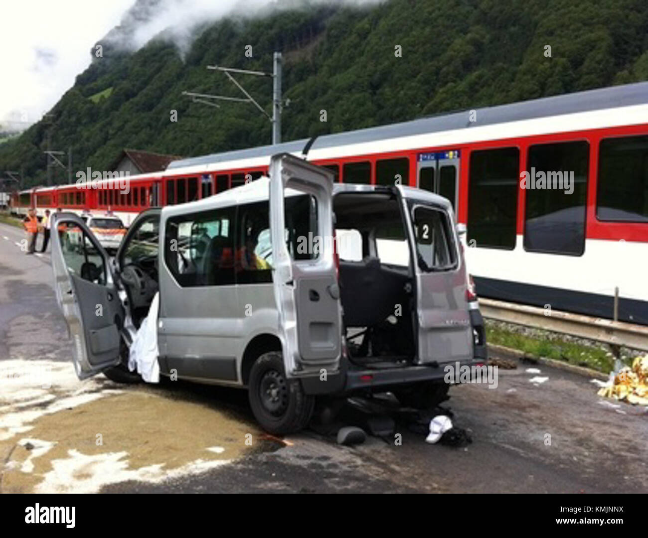 Verkehrsunfall von Wolfenschiessen Stock Photo