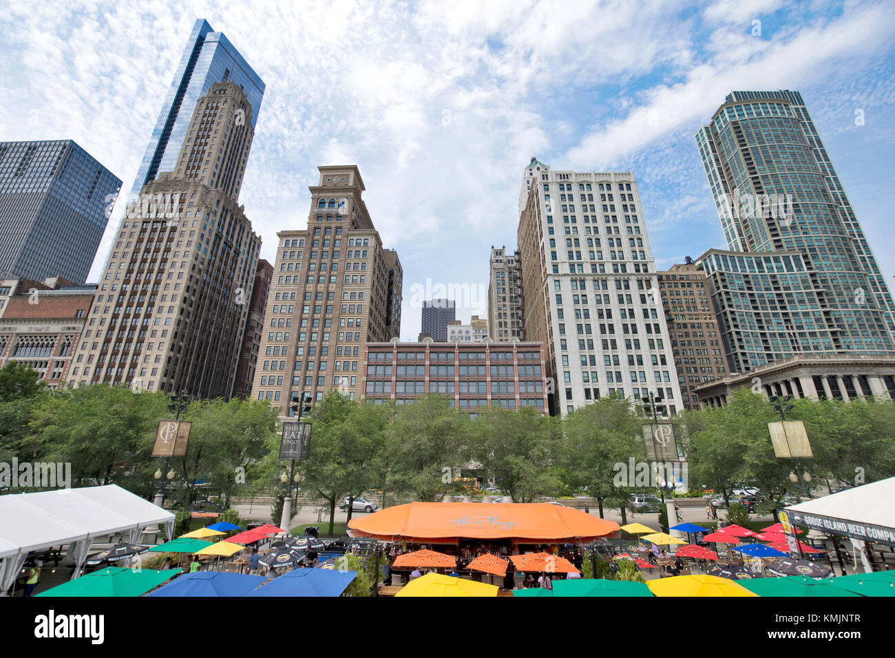 Skyline from Millennium Park in Downtown Chicago, Illinois Stock Photo ...