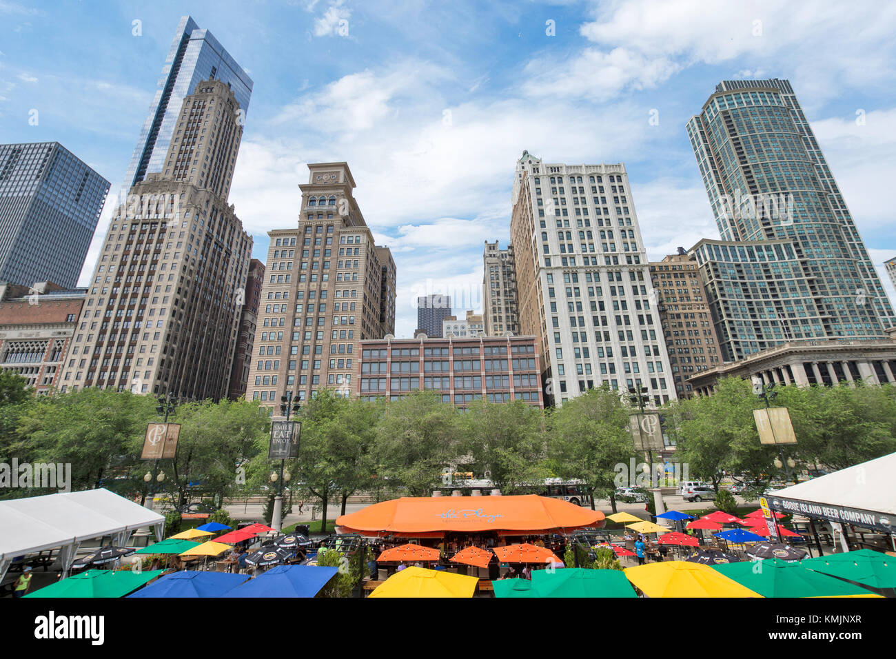 Skyline from Millennium Park in Downtown Chicago, Illinois Stock Photo ...