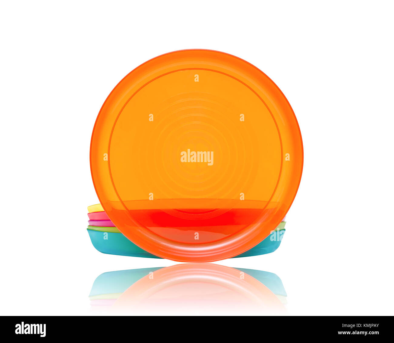 Bright plastic disposable tableware isolated on white Stock Photo Alamy