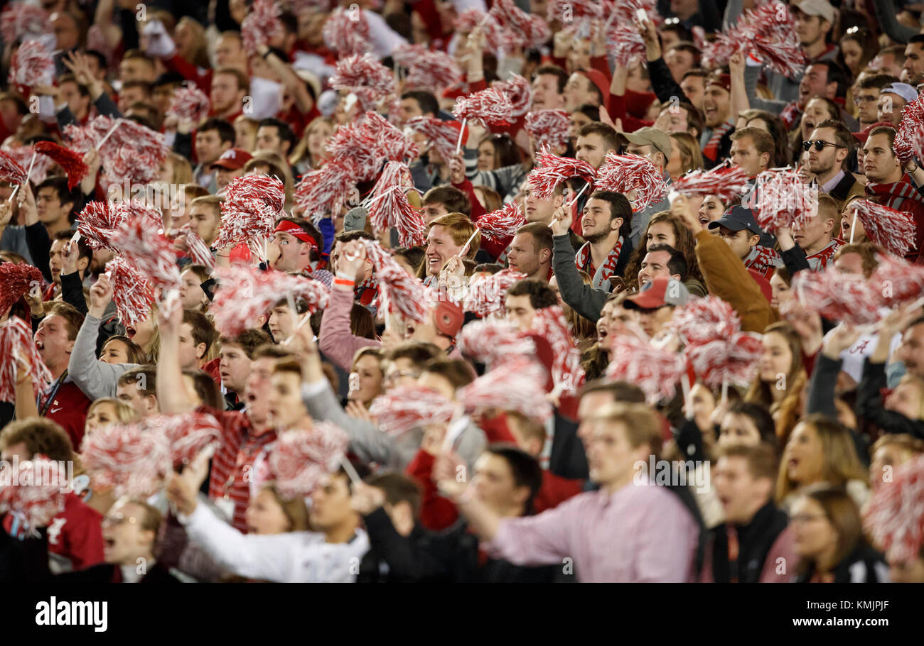 JANUARY 9, 2017: Alabama Crimson Tide fans cheer on their team during of the 2017 College Football Playoff National Championship game against Clemson  Stock Photo