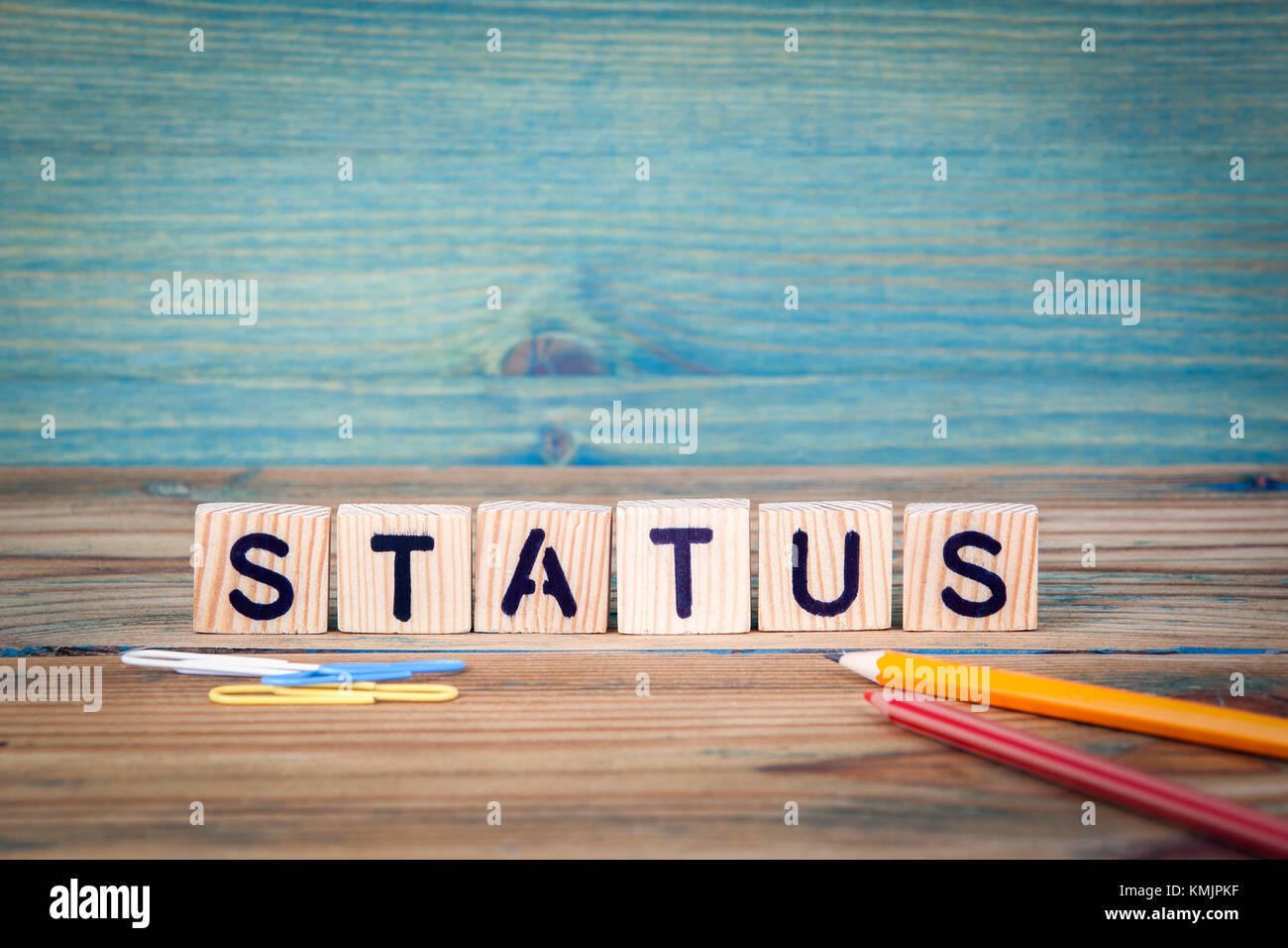 Status Name From Wooden Letters Office Desk Informative And