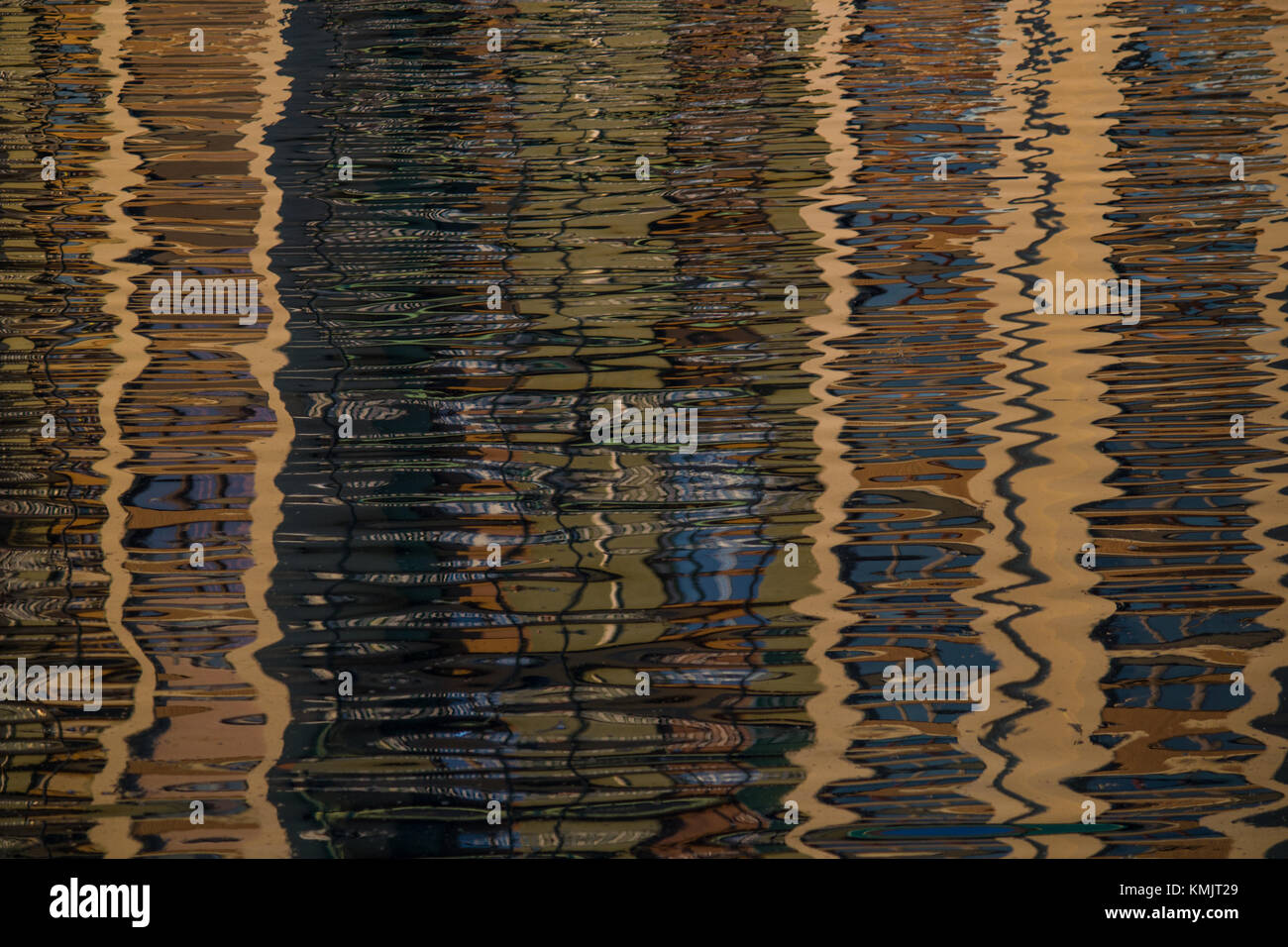 Abstract art. Pastel colours in freedom!-Reflexes woven into the 'Darsena di Milano' ('Milan dock') Stock Photo