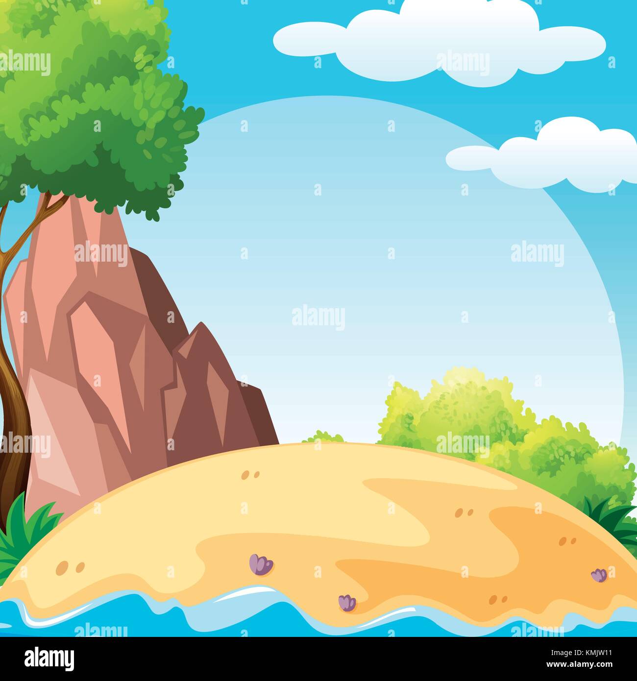 Background scene with sea and blue sky illustration Stock Vector Image ...