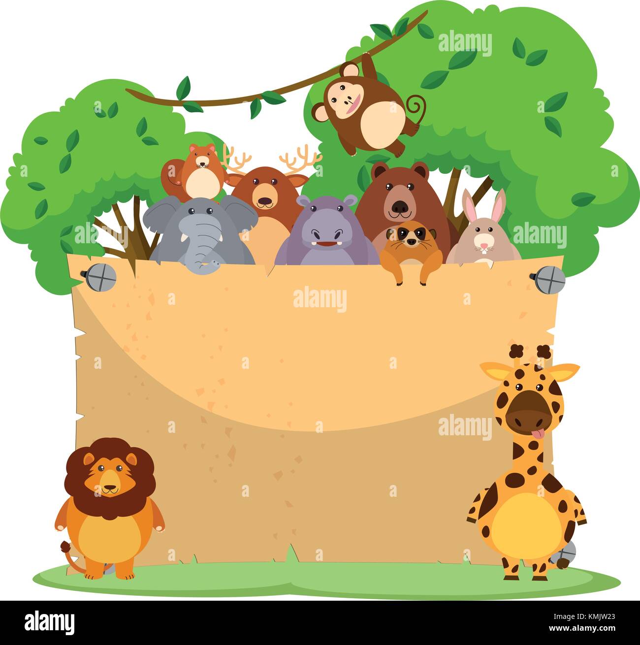 Blank paper with many wild animals illustration Stock Vector Image ...