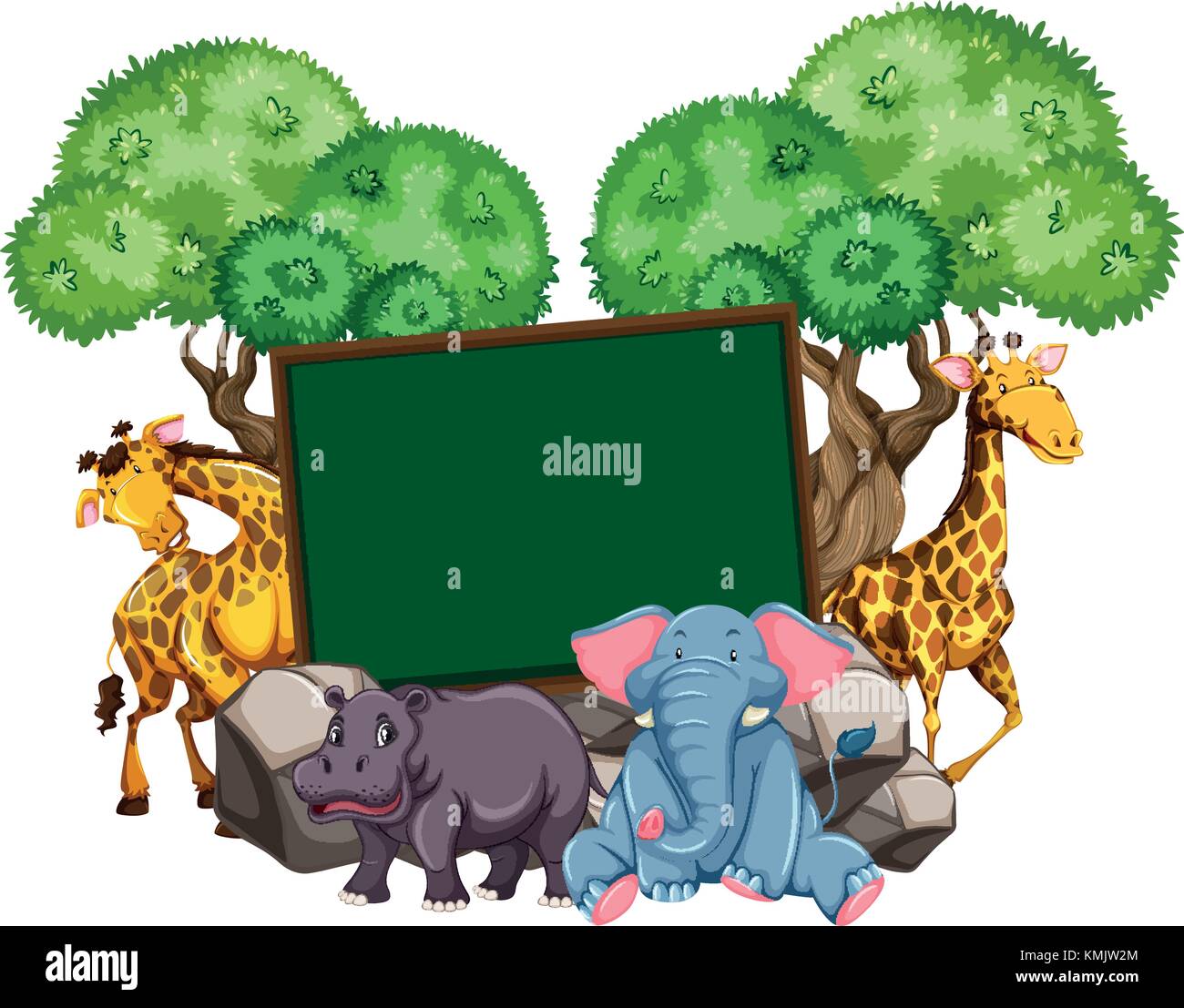 Border template with many animals illustration Stock Vector Image & Art ...