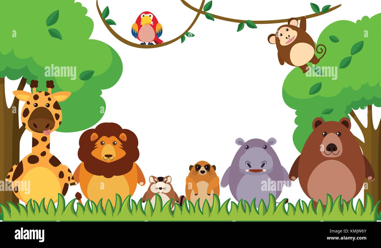 Background template with wild animals in park illustration Stock Vector ...