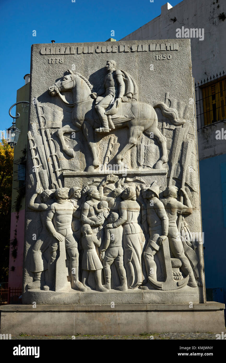 Statue of General Don Jose de San Martin, La Boca, Buenos Aires, Argentina, South America Stock Photo