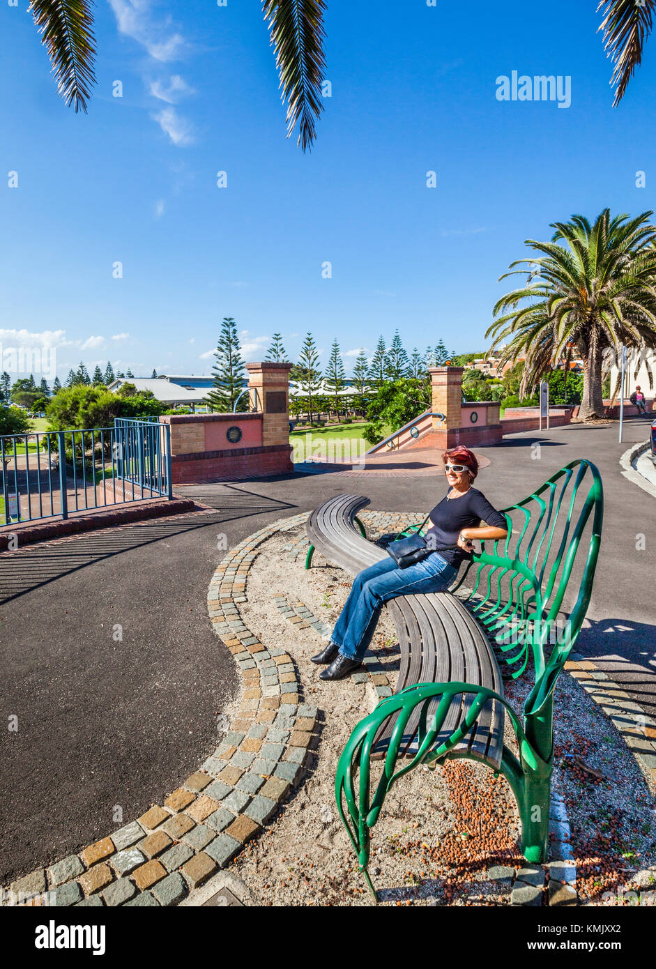 Australia, New South Wales, Newcastle East, 'The Palm Frond Seat' artistic bench at Stevens on Place Stock Photo