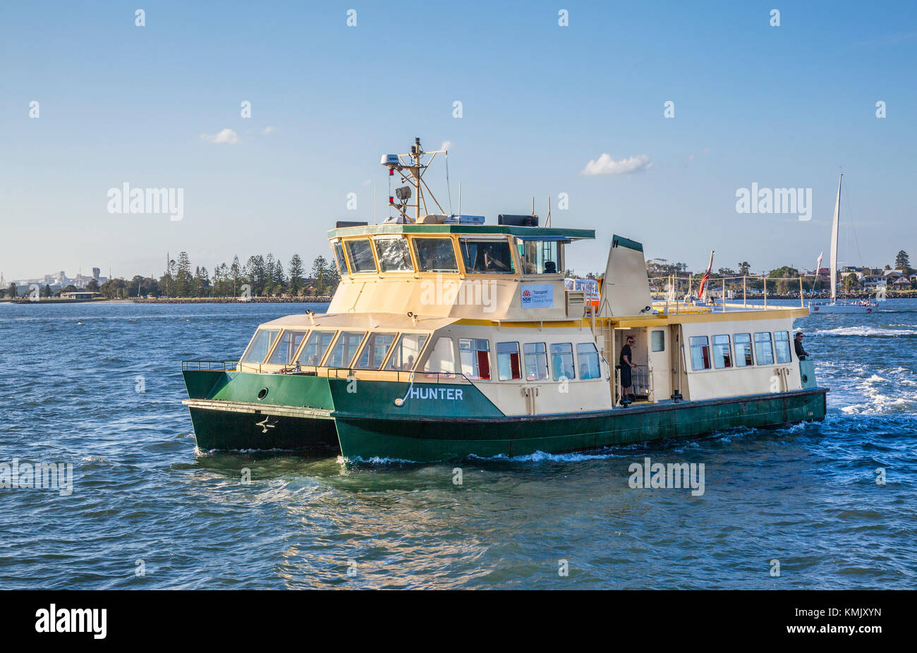 Australia, New South Wales, Port of Newcastle, MV Hunter of the Stockton ferry service crossing the Hunter River Stock Photo