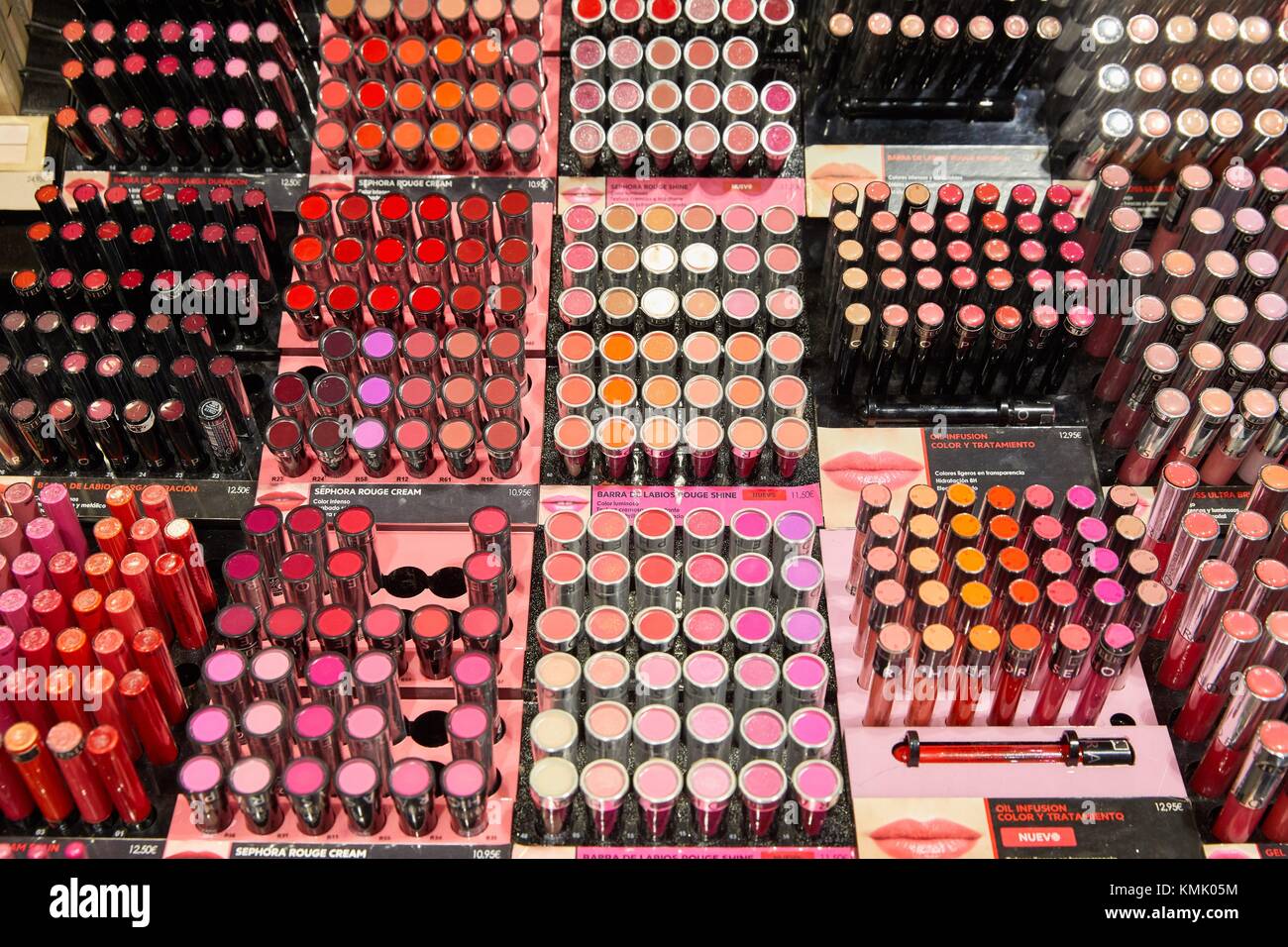 Lipsticks, Perfume store, Donostia, San Sebastian, Gipuzkoa, Basque Country, Spain, Europe Stock Photo