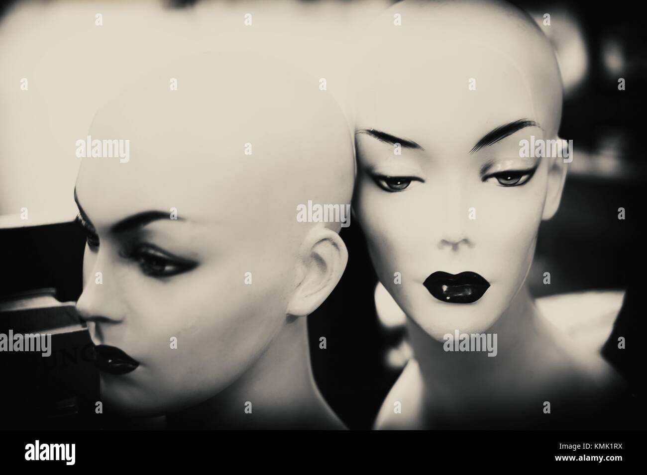 Closeup of the faces of a mannequins. London, England, UK Stock Photo