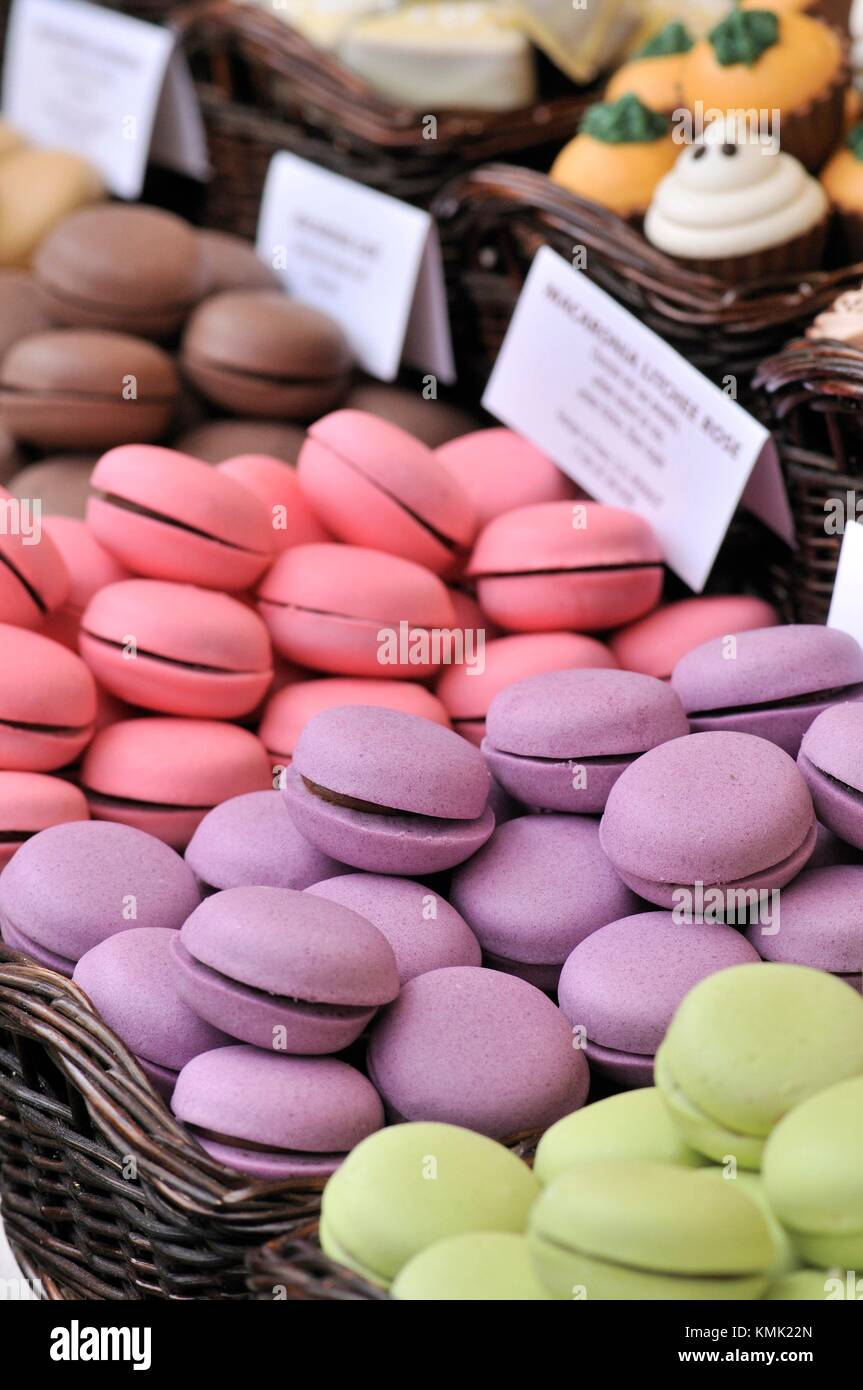 Macarons sweet meringuebased confection made with eggs, icing sugar