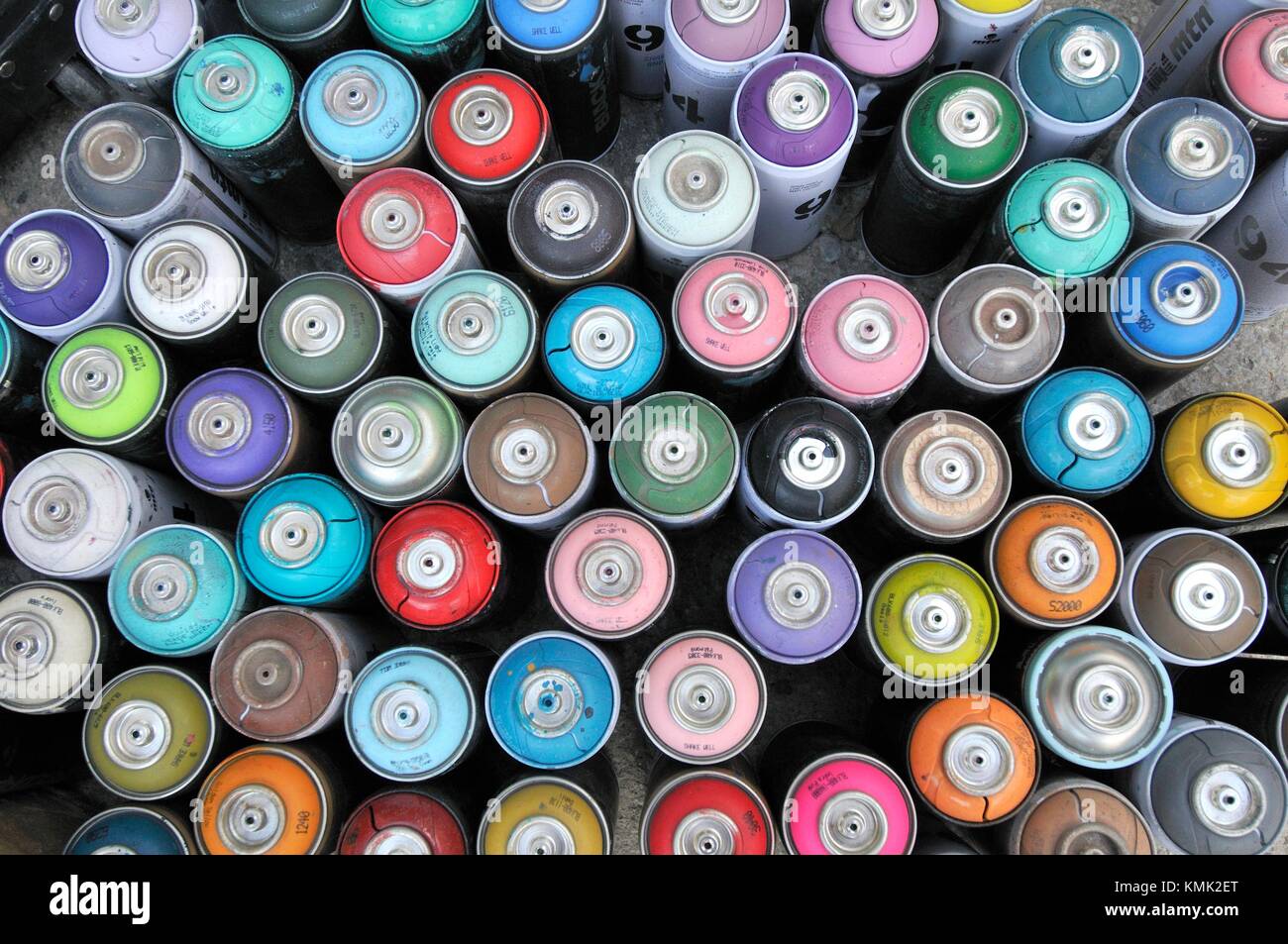 Aerosol spray cans. Paint sprays. Barcelona, Catalonia, Spain Stock