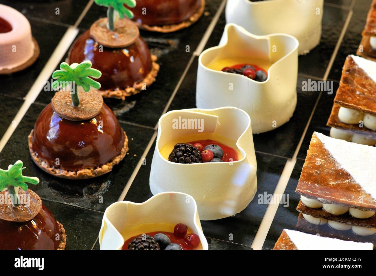 Cakes. Escriba cake shop. La Rambla. Barcelona, Catalonia, Spain Stock