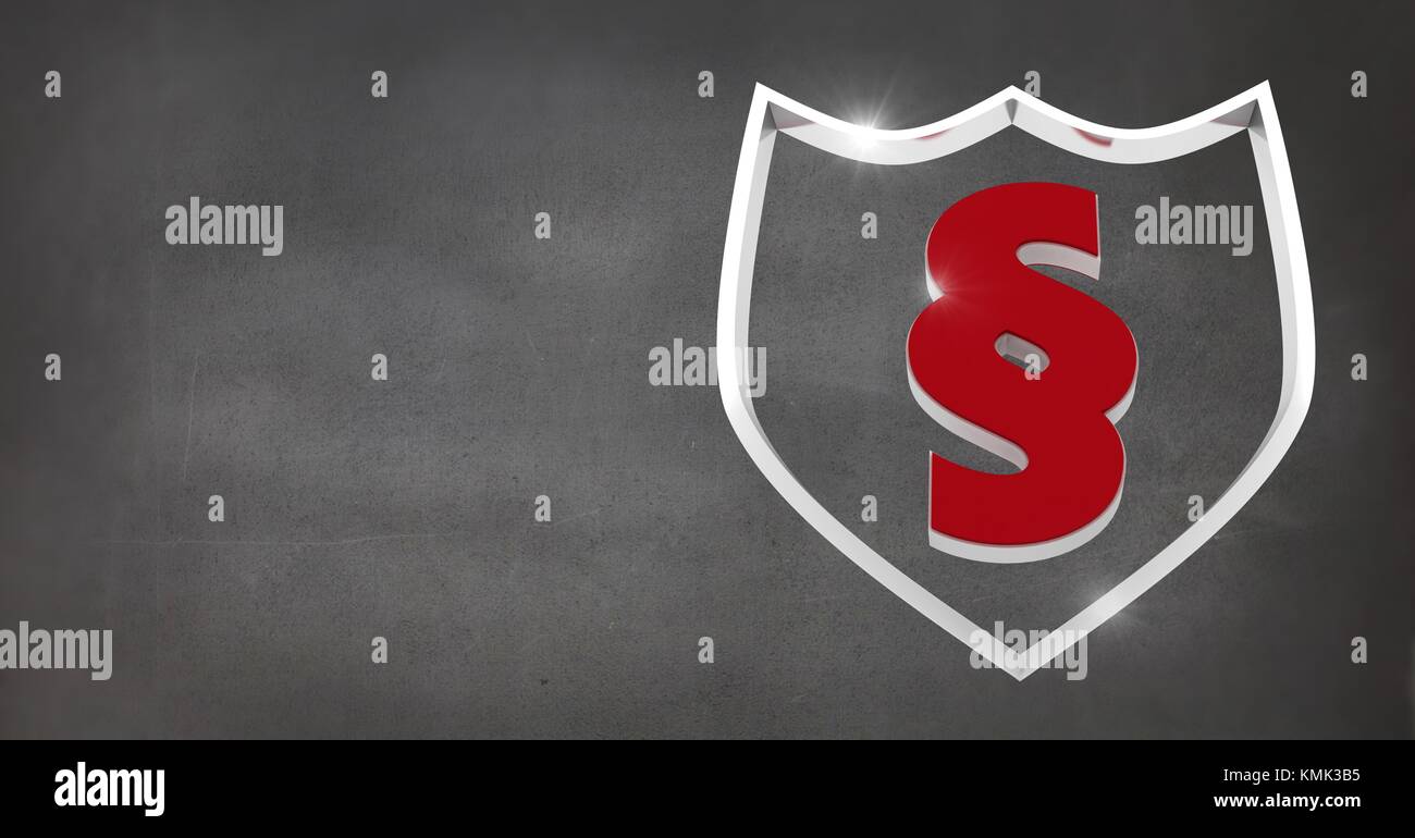 Digital composite of section shield symbol icon with grey background ...