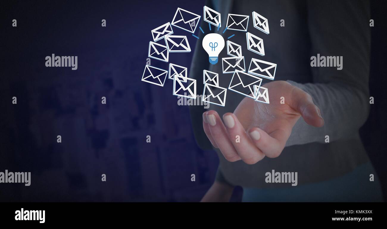 Digital composite of Email message and light bulb idea app icons and ...