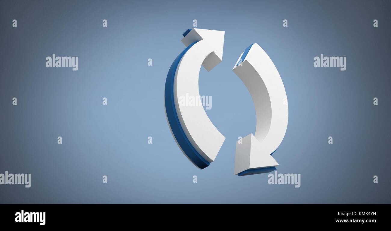 Digital composite of 3D refresh arrows icon with blue background Stock ...
