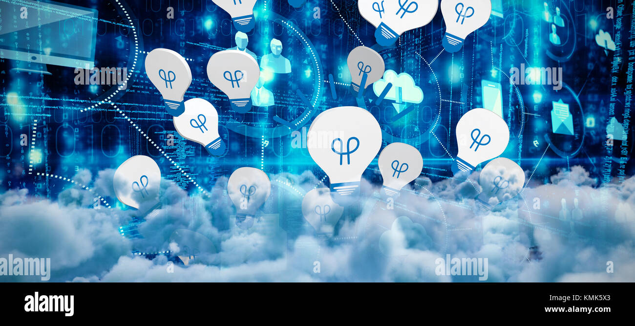 View of cloudscape against cloud computing and icons Stock Photo - Alamy