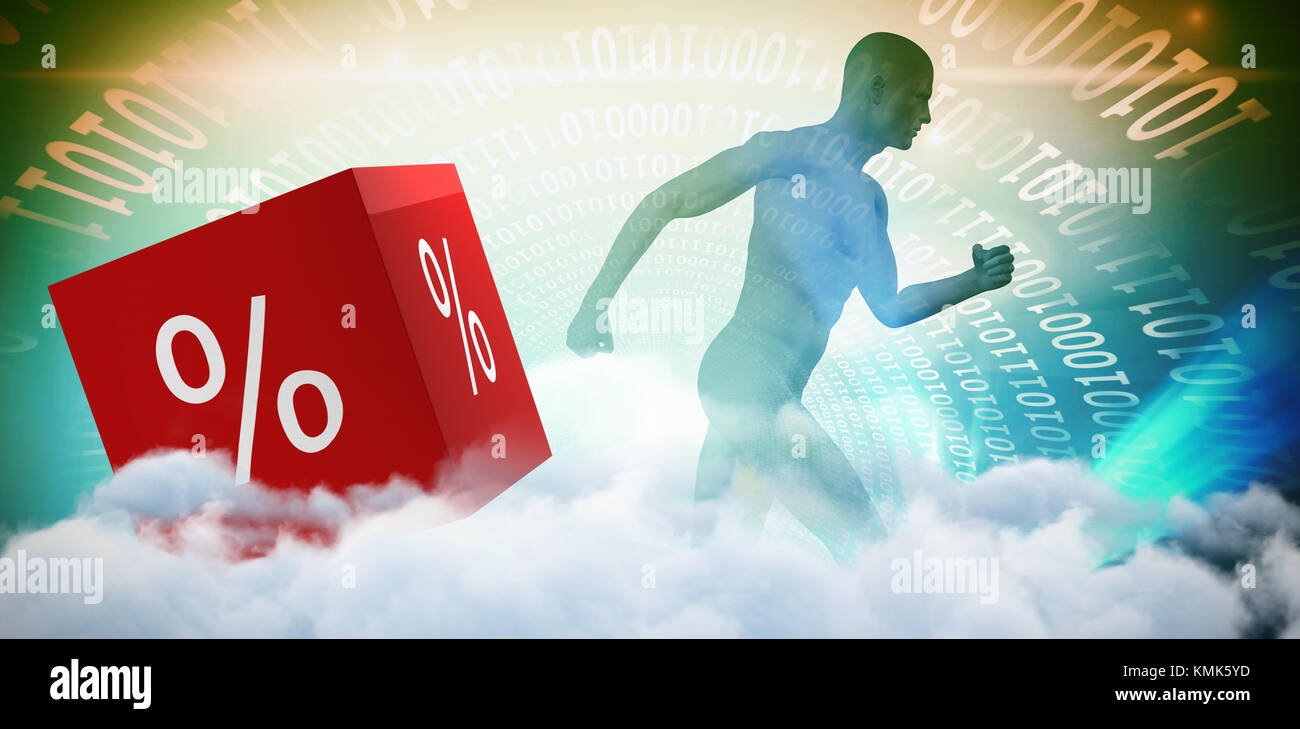 Vector icon of percentage symbol against composite image of blue ...