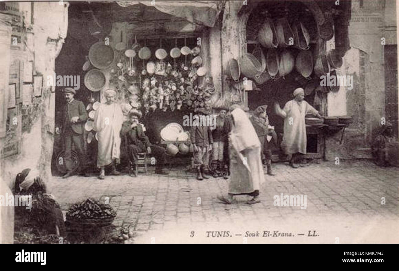 An old photograph of the Souk El Grana, a historic marketplace in ...