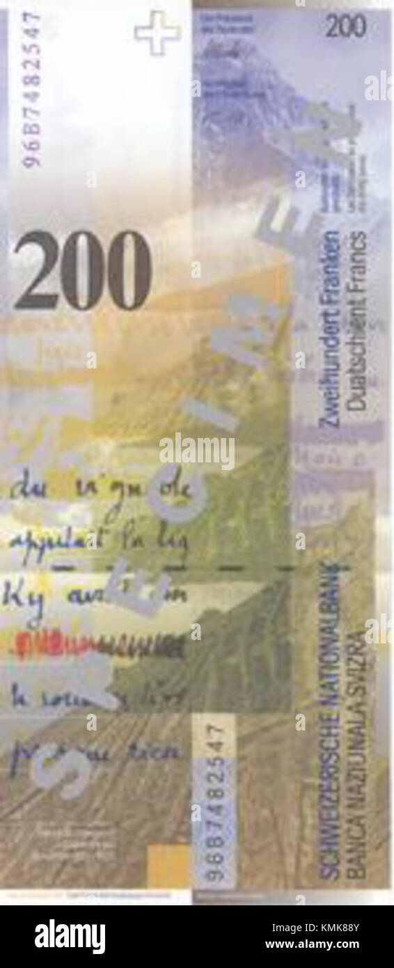 This item likely refers to a specific Swiss currency bill, CHF200 ...