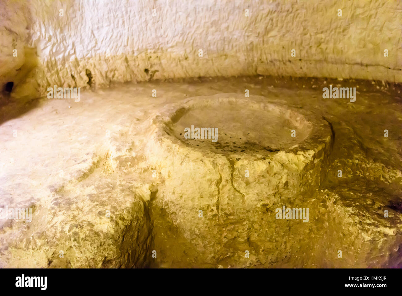 The Agape Table, St. Paul's underground catacombs, Mdina, Malta, used to have 'Living Meals' with the dead. Stock Photo