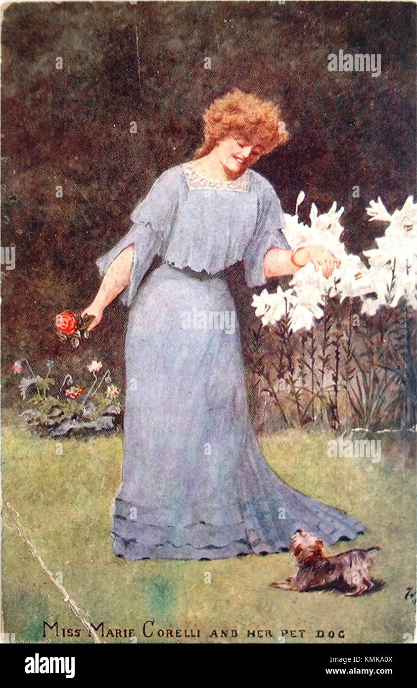 Miss Marie Corelli and her pet dog Stock Photo Alamy