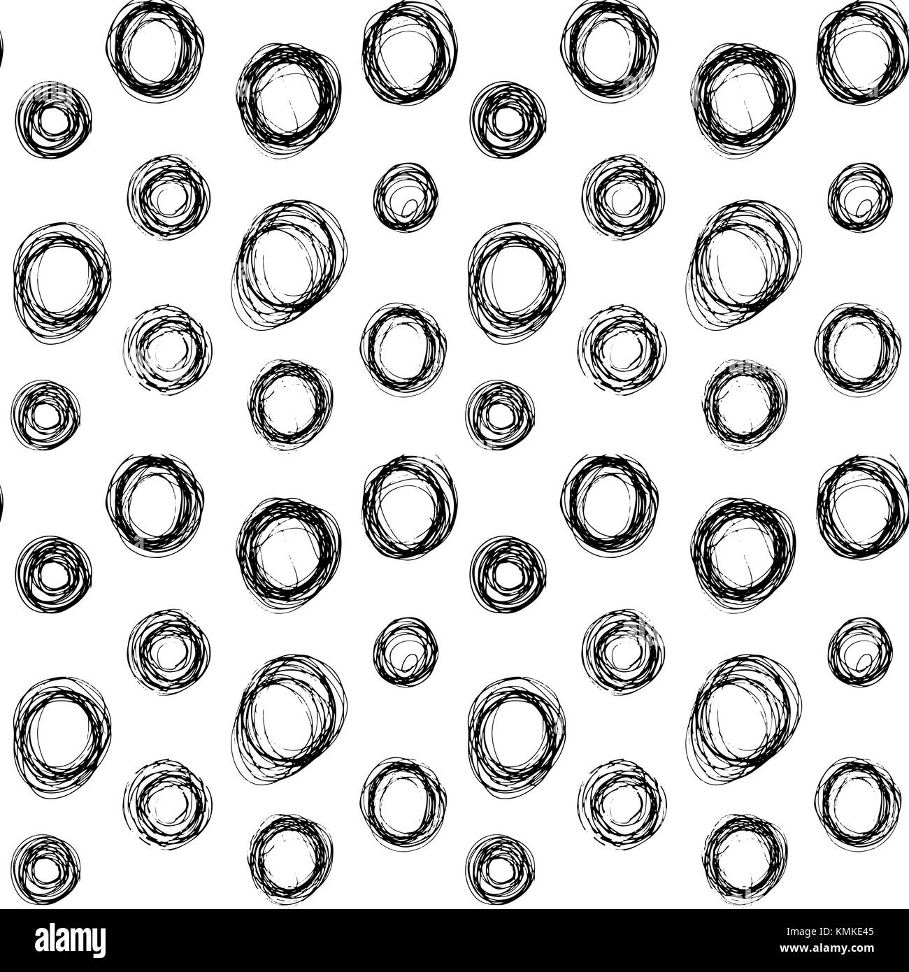 Hand drawn black circles seamless pattern, vector illustration Stock ...