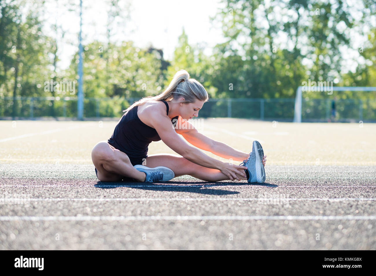 Working Out Track Young Female Athlete Working Out on Track Stock Photo - Alamy