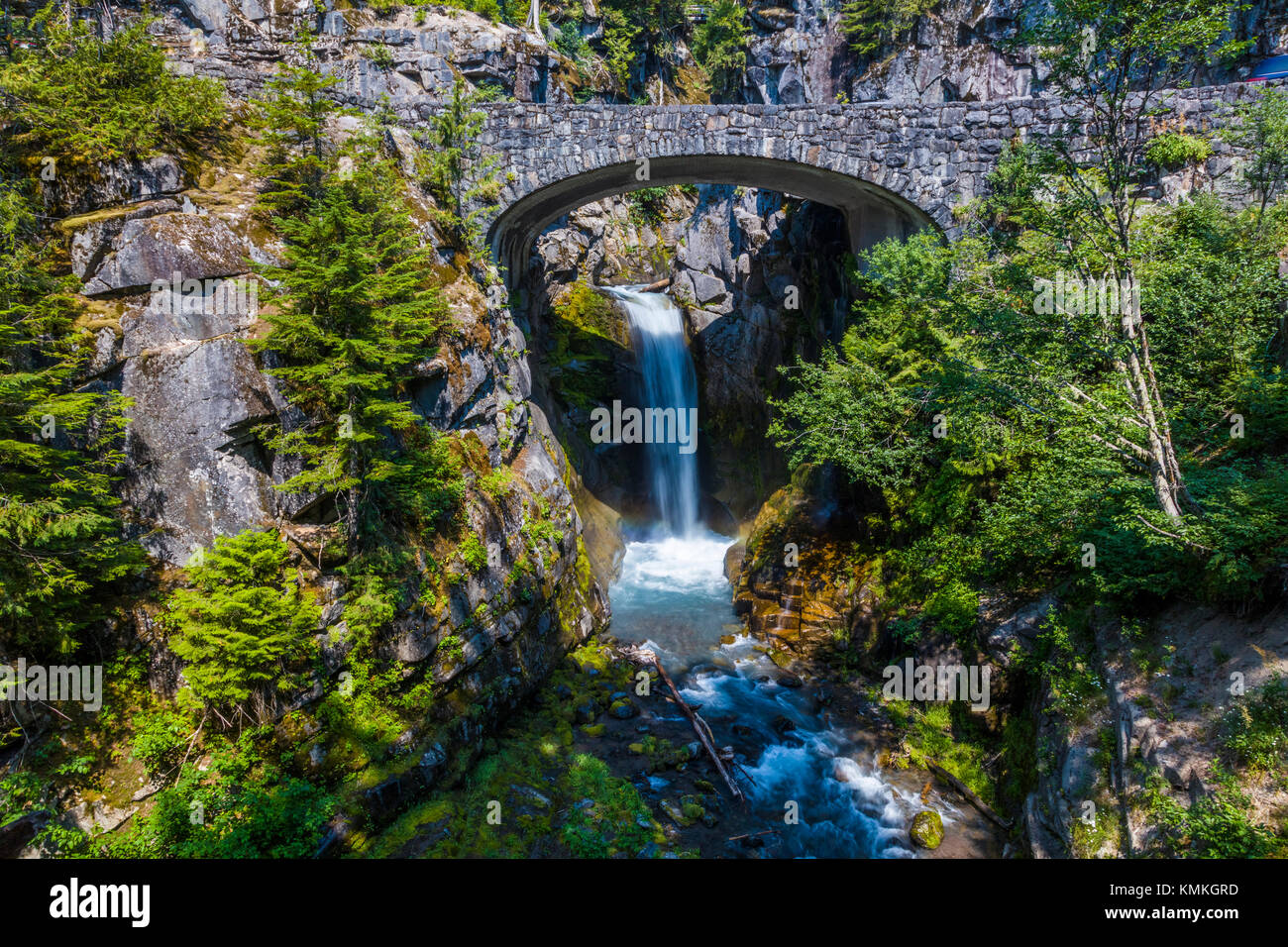 Christine Falls in Mt Rainier National Park in Washington State in the United States Stock Photo