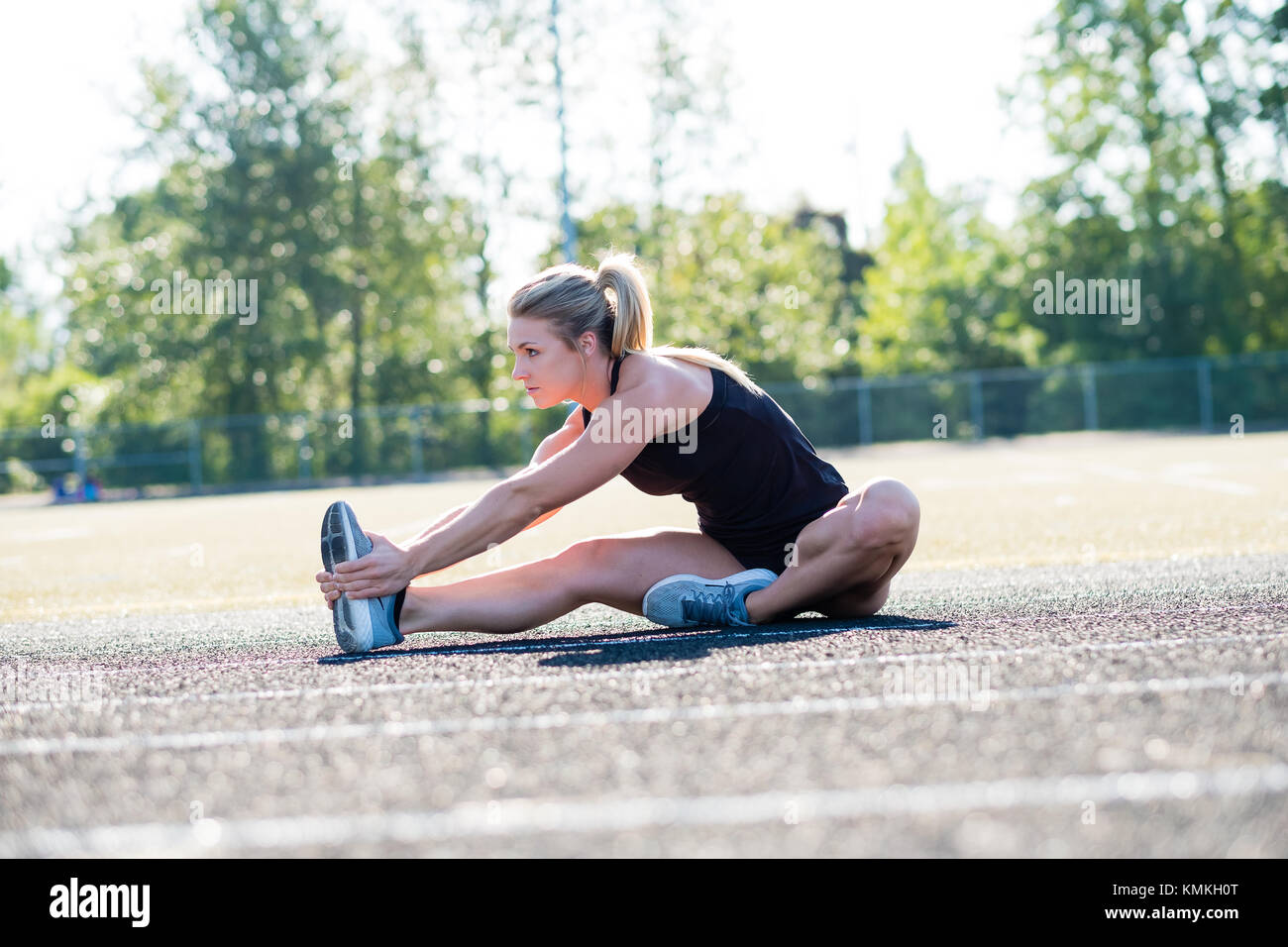 Working Out Track Young Female Athlete Working Out on Track Stock Photo - Alamy