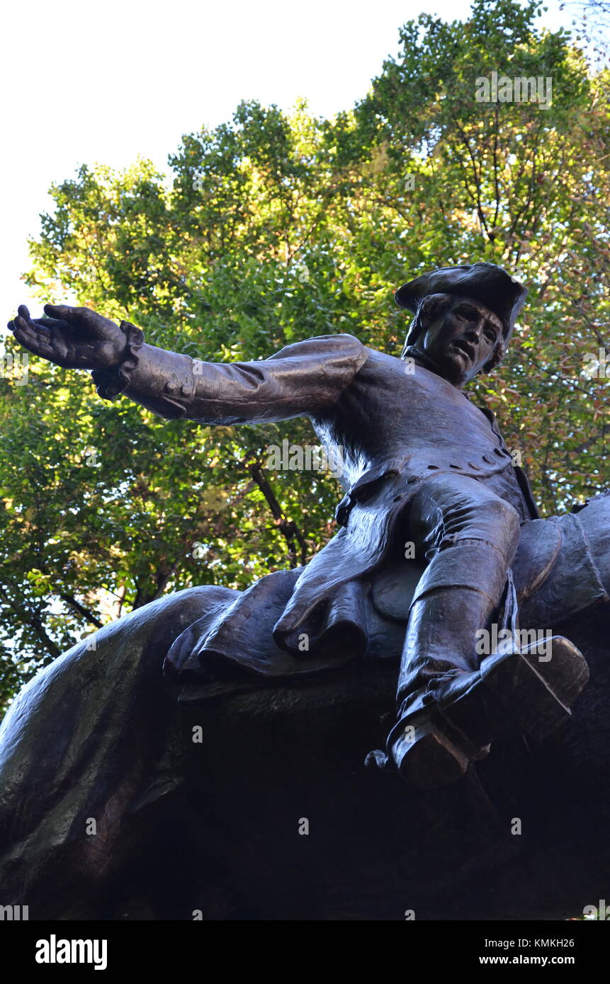 Equestrian statue of the famous patriot Paul Revere, Boston, Massachusetts Stock Photo