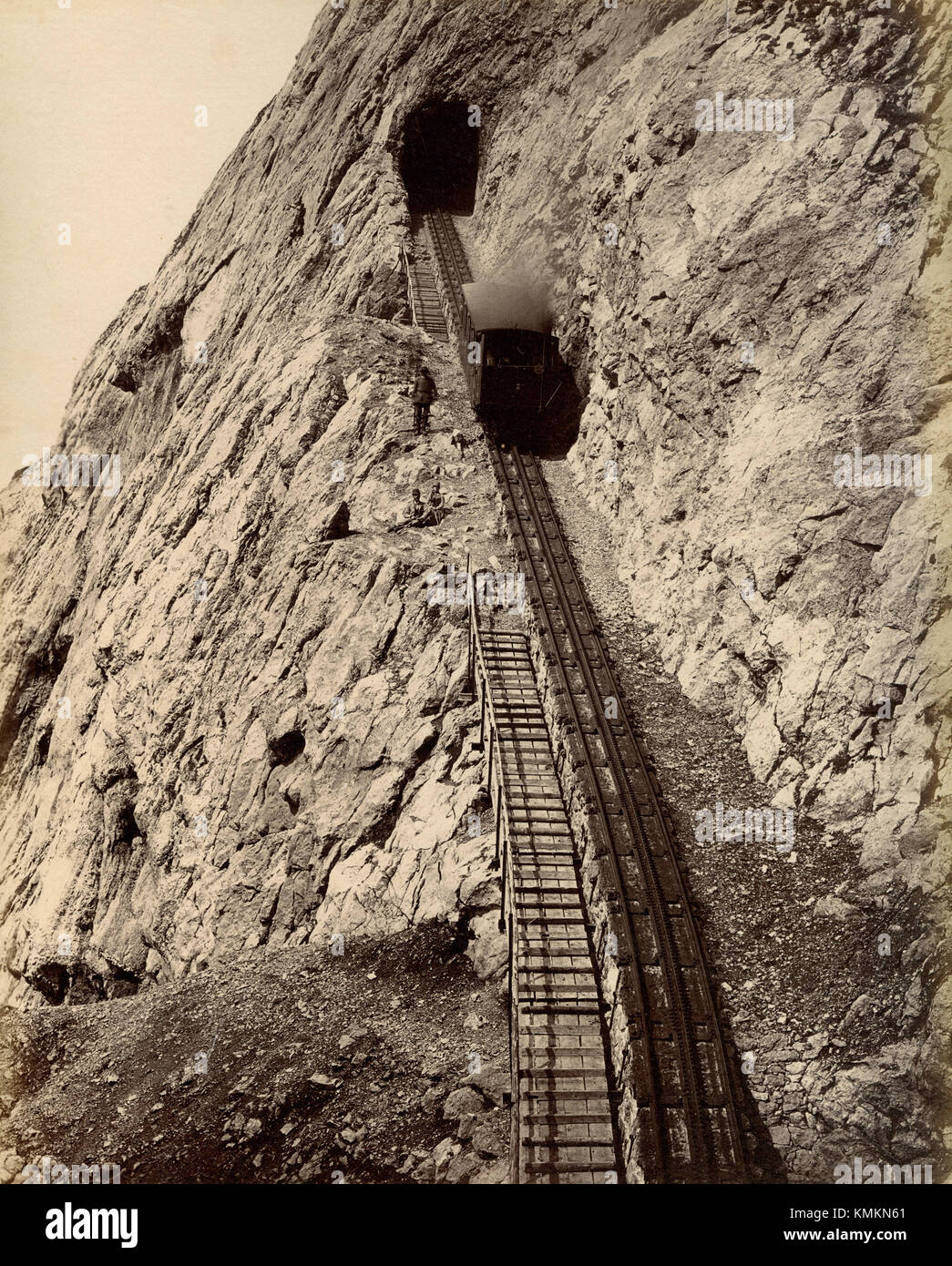 Pilatus railway, Switzerland 1880s Stock Photo