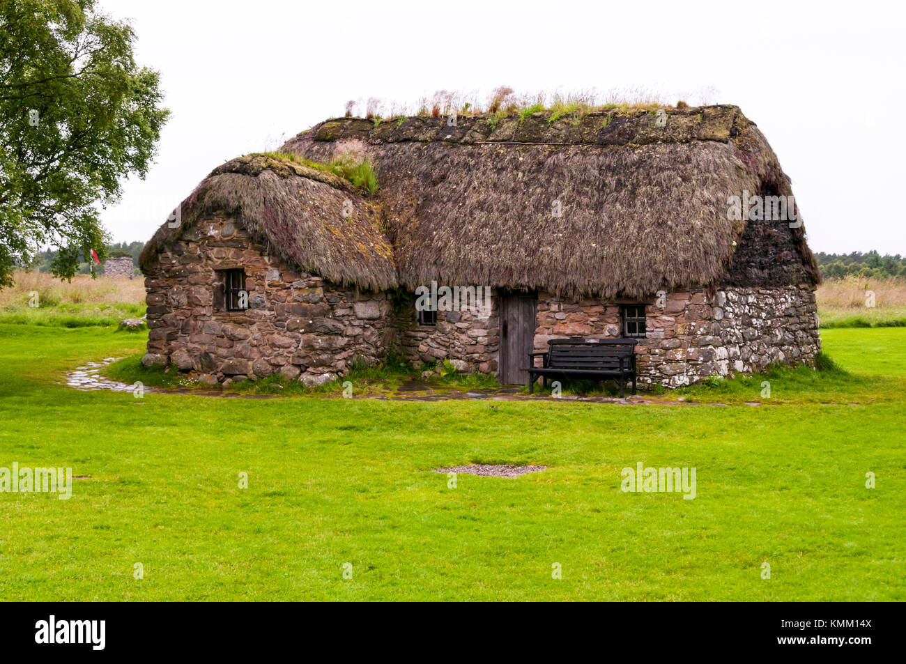 Leanach Cottage on the Culloden battlefield. Stock Photo