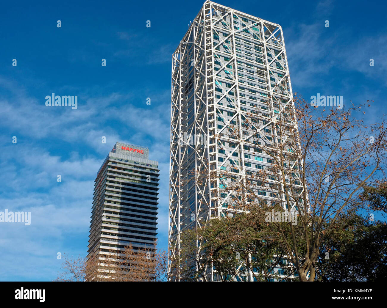 Hotel Arts, and Torre Mapfre, Barcelona Spain Stock Photo