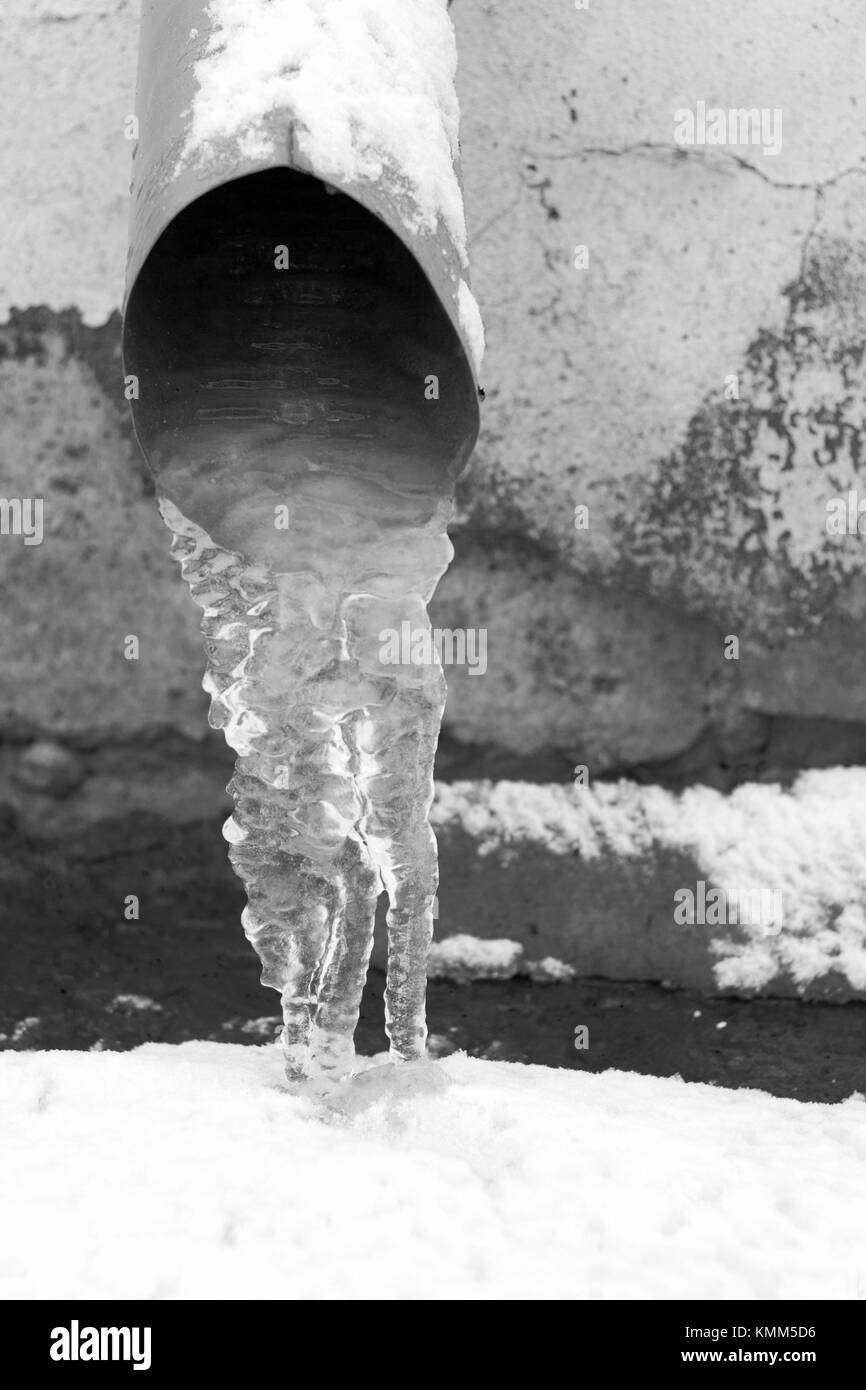 ice in a drainpipe . Stock Photo