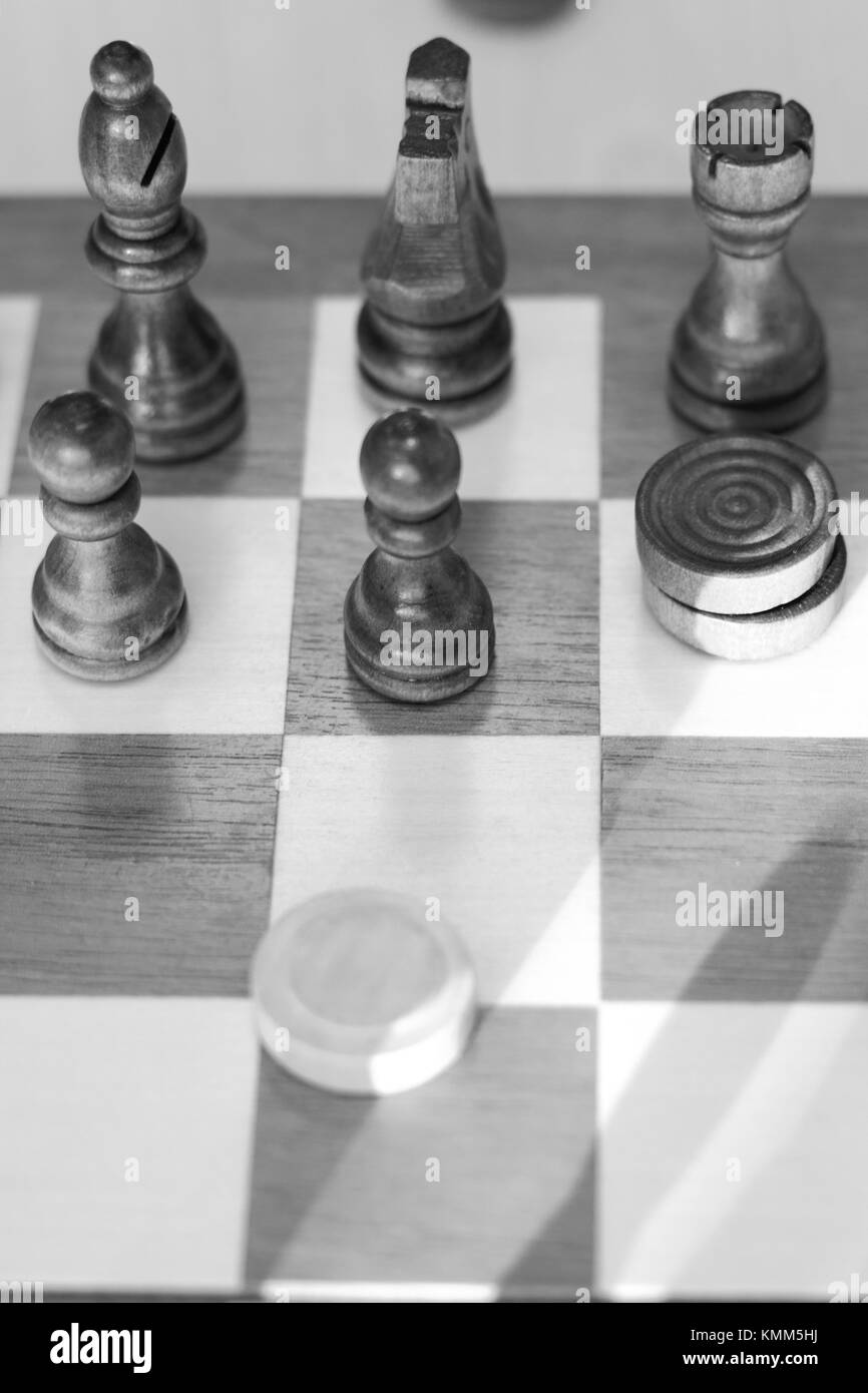 chess Board and chess pieces, Wooden chess pieces on a chess Board