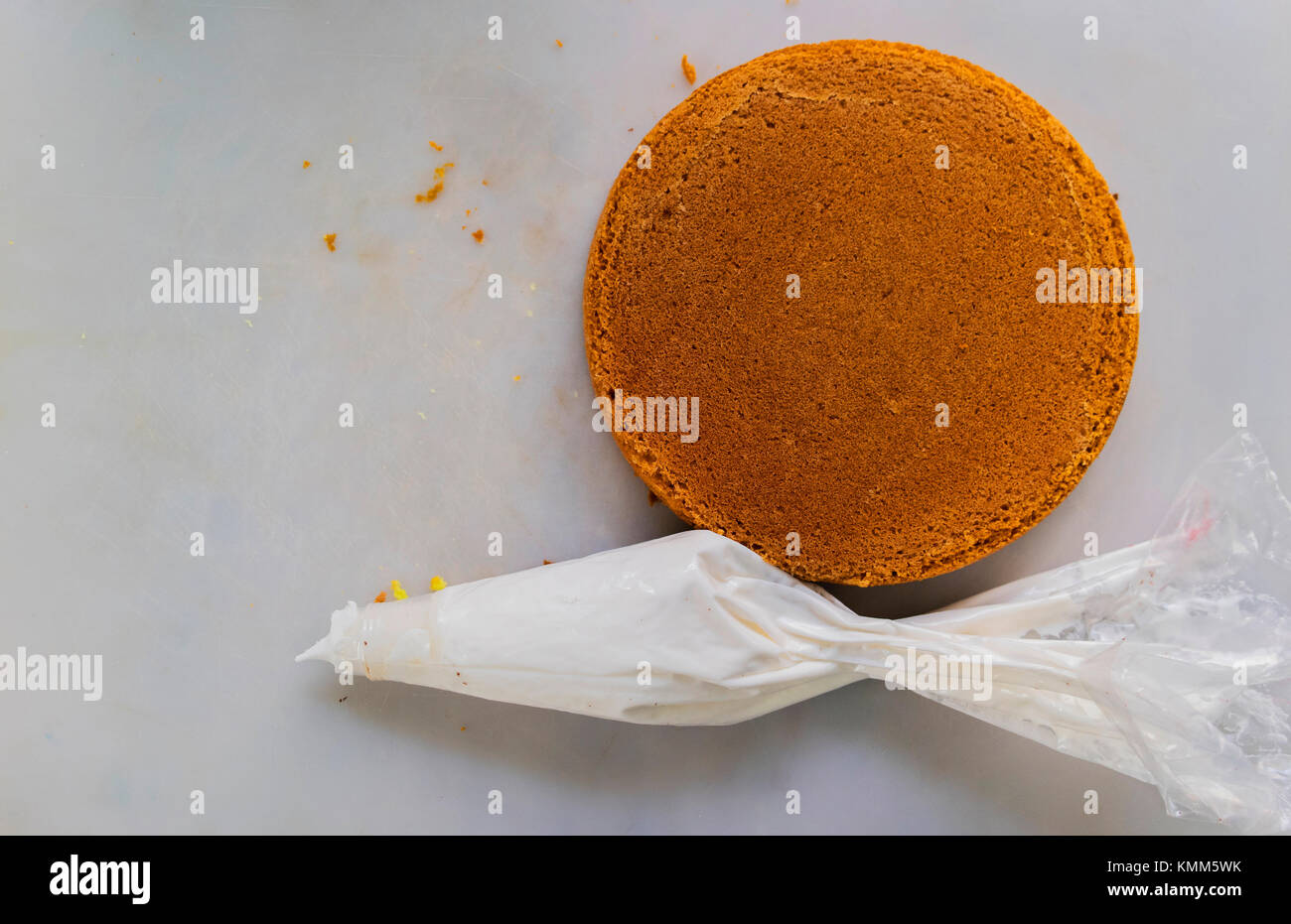 Round Cake Bread With Pastry Bag Stock Photo