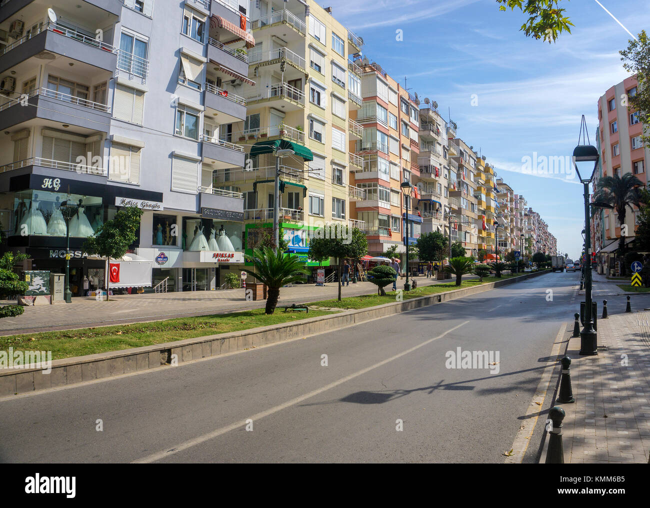 Residence homes at Atatuerk Caddesi, city of Antalya, turkish riviera, Turkey Stock Photo