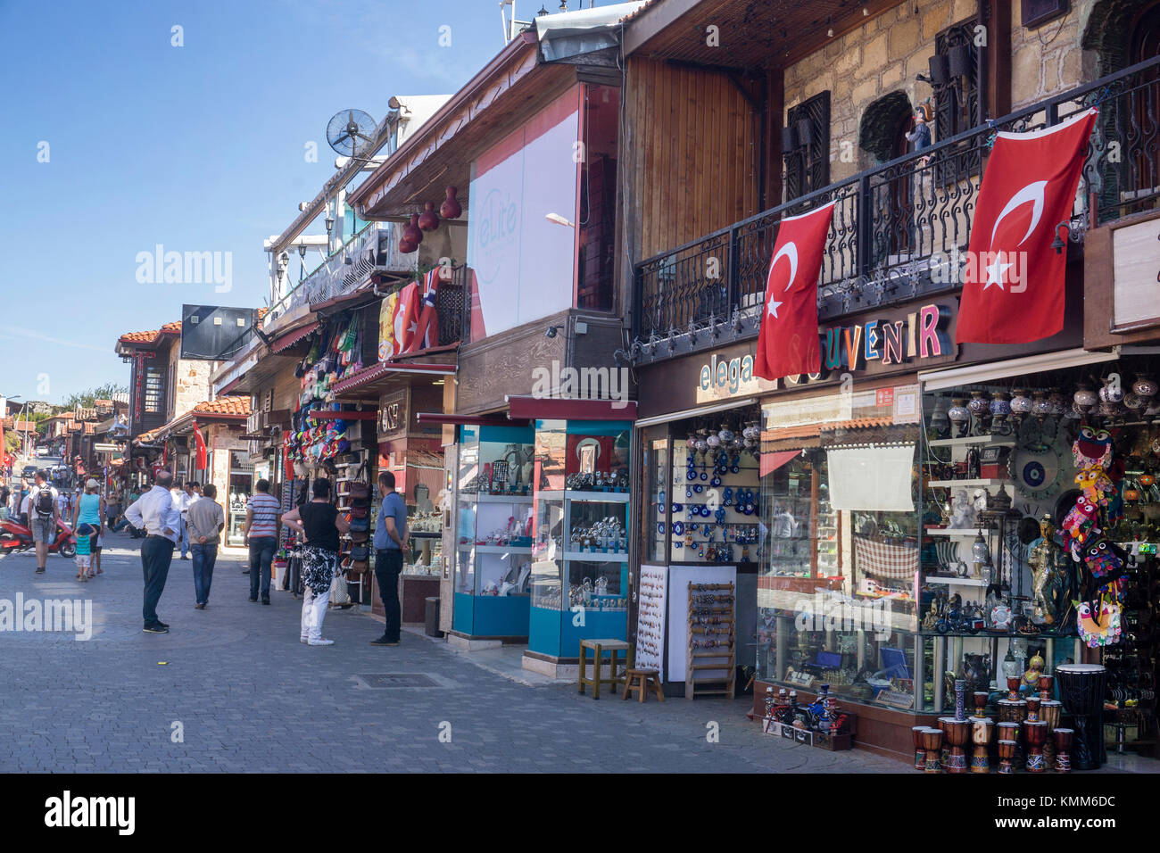 Bazaar, Souvenir shops at the old town of Side, turkish riviera, Turkey Stock Photo