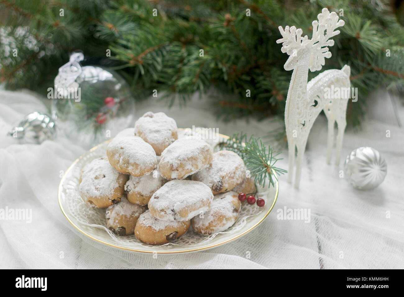 Stollen Candy Mini Stollen or Stollen candy in the background with a deer figure ...