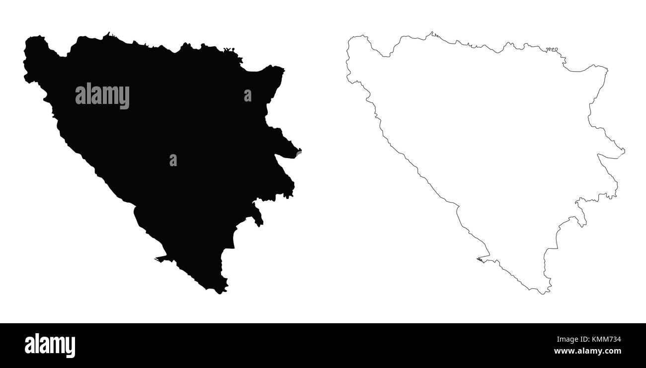 Bosnia and Herzegovina outline map Stock Vector